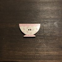 フランス製　木製ボタン　ディゴワン　カフェオレボウル(ピンク系小花柄）